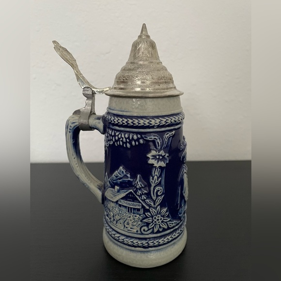 Vintage West Germany Gerzit Pewter Lidded Beer Stein. - Picture 1 of 6